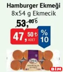 EKMECİK HAMBURGER EKMEĞİ 8X54 G fiyat ve kampanya bilgisi